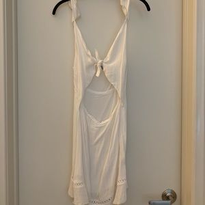 White Front Tie Mini Dress